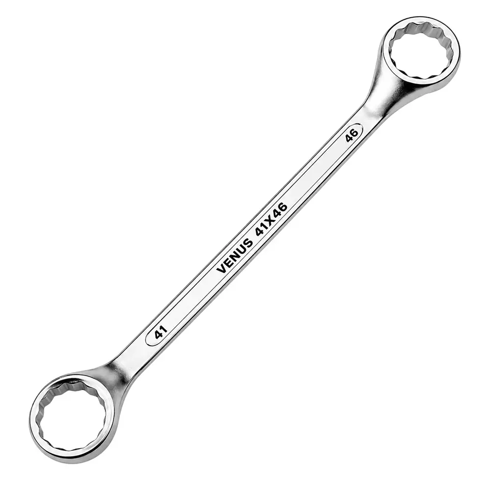 Venus Heavy Duty Offset Ring Spanner Silver 12 Point Ring Chrome Vanadium Steel Mirror Chrome Plated 41x46 mm Size for Automove & Industrial Use