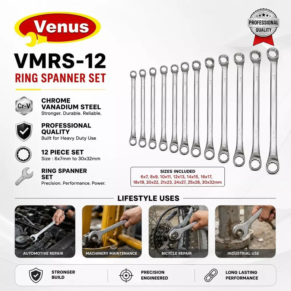 venus-heavy-duty-offset-ring-spanner-kit-12-pcs-silver-12-point-chrome-vanadium-steel-for-garage-workshop-use-venus-vmrs-12