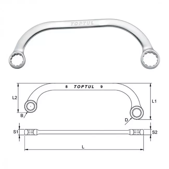 toptul-aaas-11x13-mm-chrome-vanadium-steel-box-spanner-166-mm-length-aaac1113-pack-of-5-box