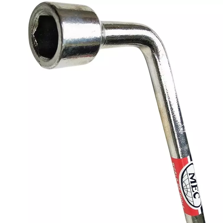 Mec 19 mm Hex L Type Wheel Spanner With Hole Drop Forged Steel and Chrome Plated Finish, MEC11142