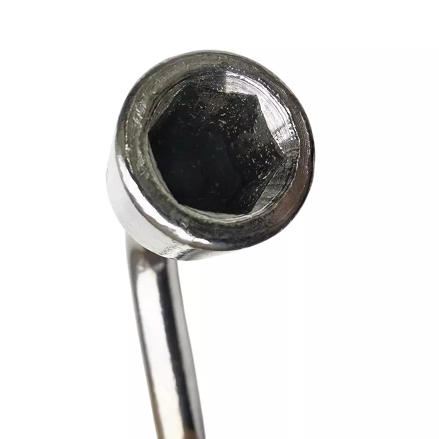 Mec 19 mm Hex L Type Wheel Spanner With Hole Drop Forged Steel and Chrome Plated Finish, MEC11142