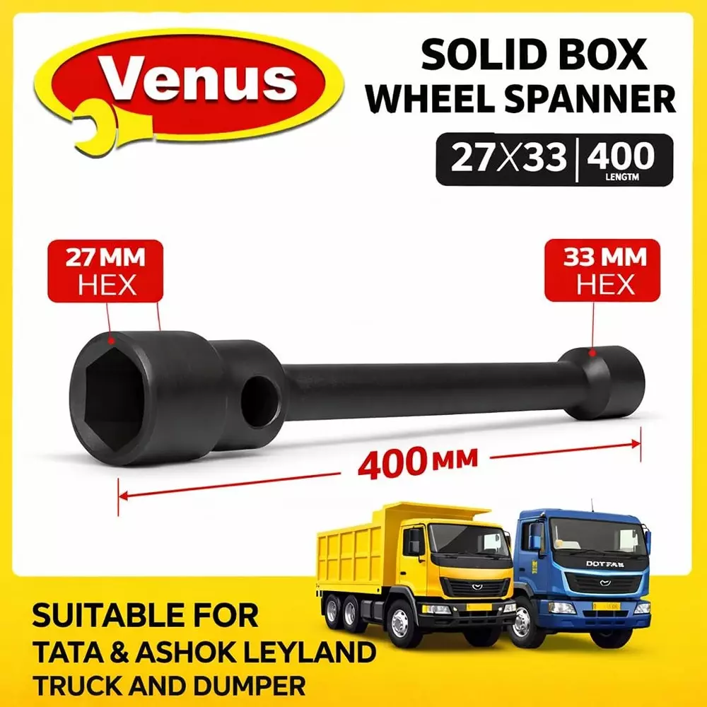 venus-heavy-duty-solid-box-wheel-spanner-black-chrome-vanadium-steel-27-mm-33-mm-400-mm-for-tractor-trollytata-truckleyland-venus-wp-10