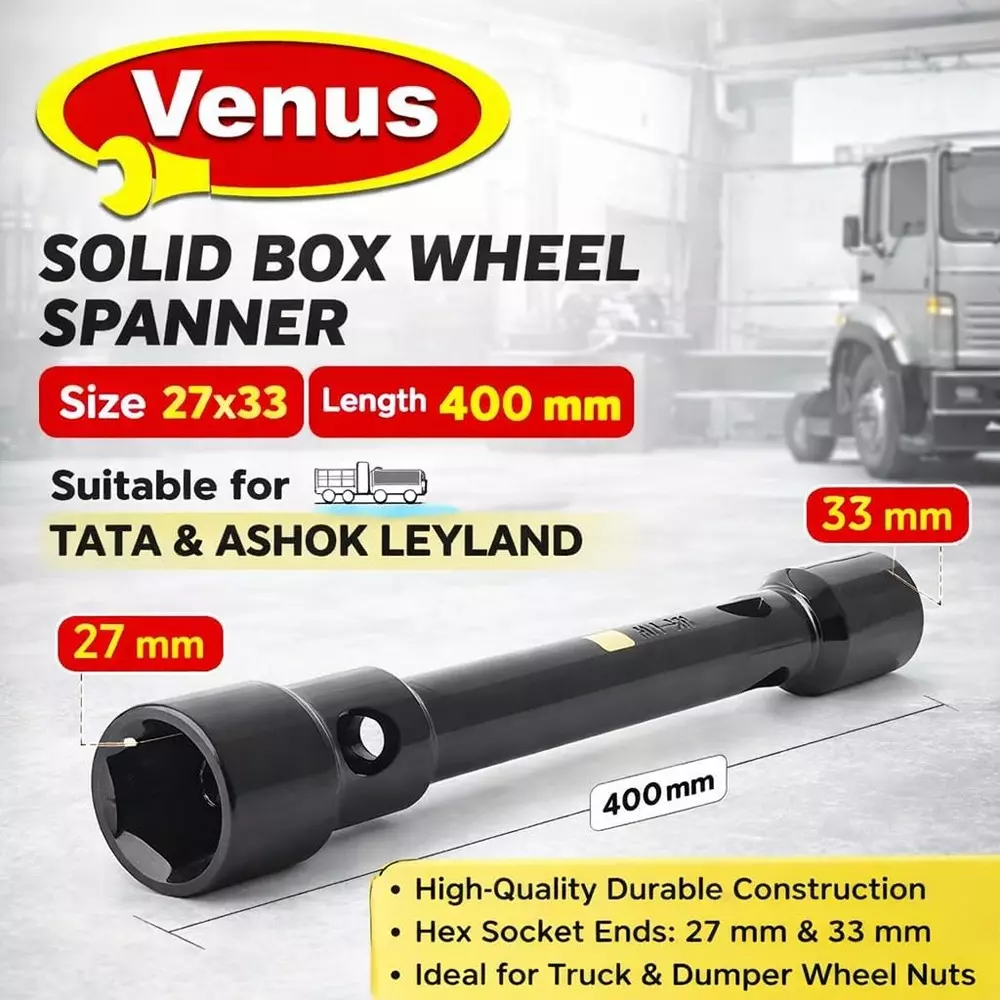 venus-heavy-duty-solid-box-wheel-spanner-black-chrome-vanadium-steel-27-mm-33-mm-400-mm-for-tractor-trollytata-truckleyland-venus-wp-10