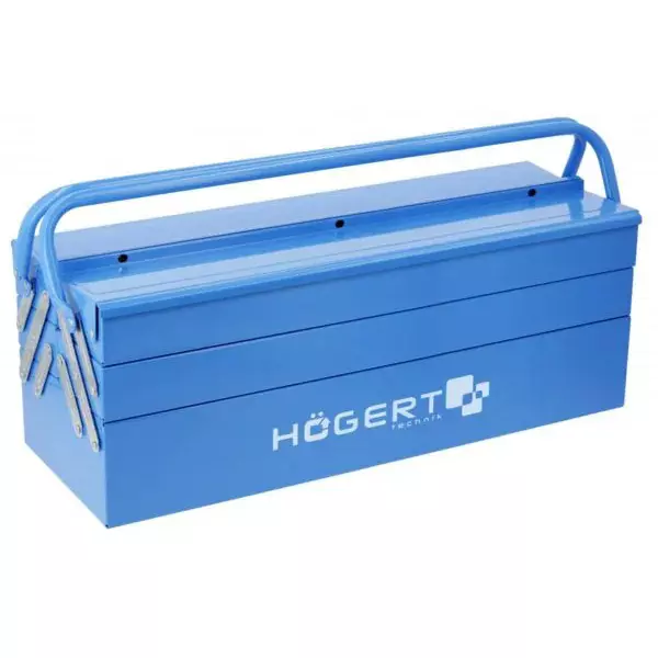 Hogert Technik Metal Tool Box 0.6 mm Varnished Steel Sheet Body Size 21 inch (533.4 mm) and 50 Kg Maximum Load Capacity, HT7G078