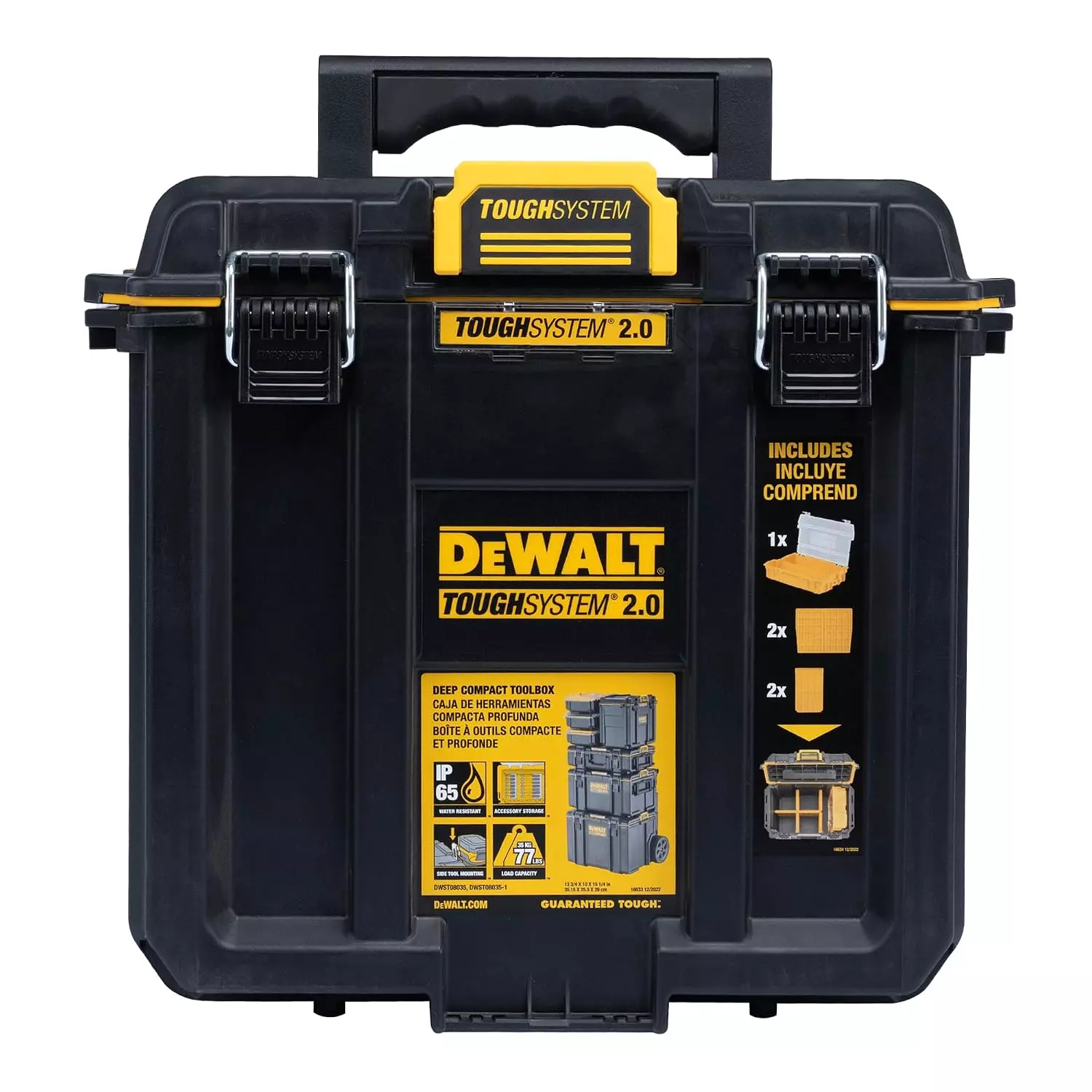 DEWALT ToughSystem 2.0 DXL Deep Compact Tool Box 35 Kg Load Capacity, Plastic Body and 20 L Volume, DWST08035-1