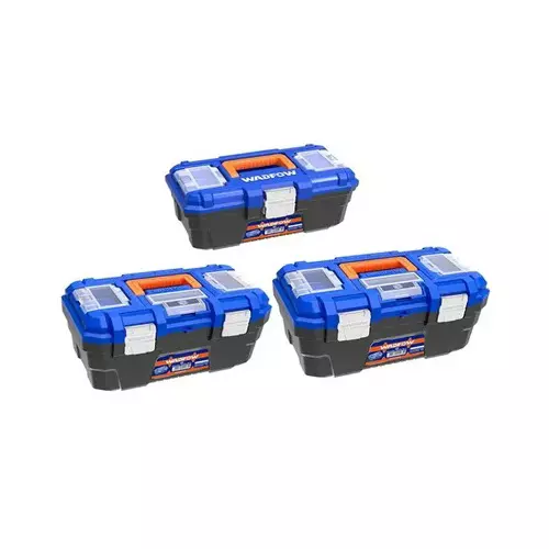 Wadfow 3 Tool Box Kit Metal - Buckle 13, 16, 19 Inch Size Blue & Black , WTB4103 (Empty Box)