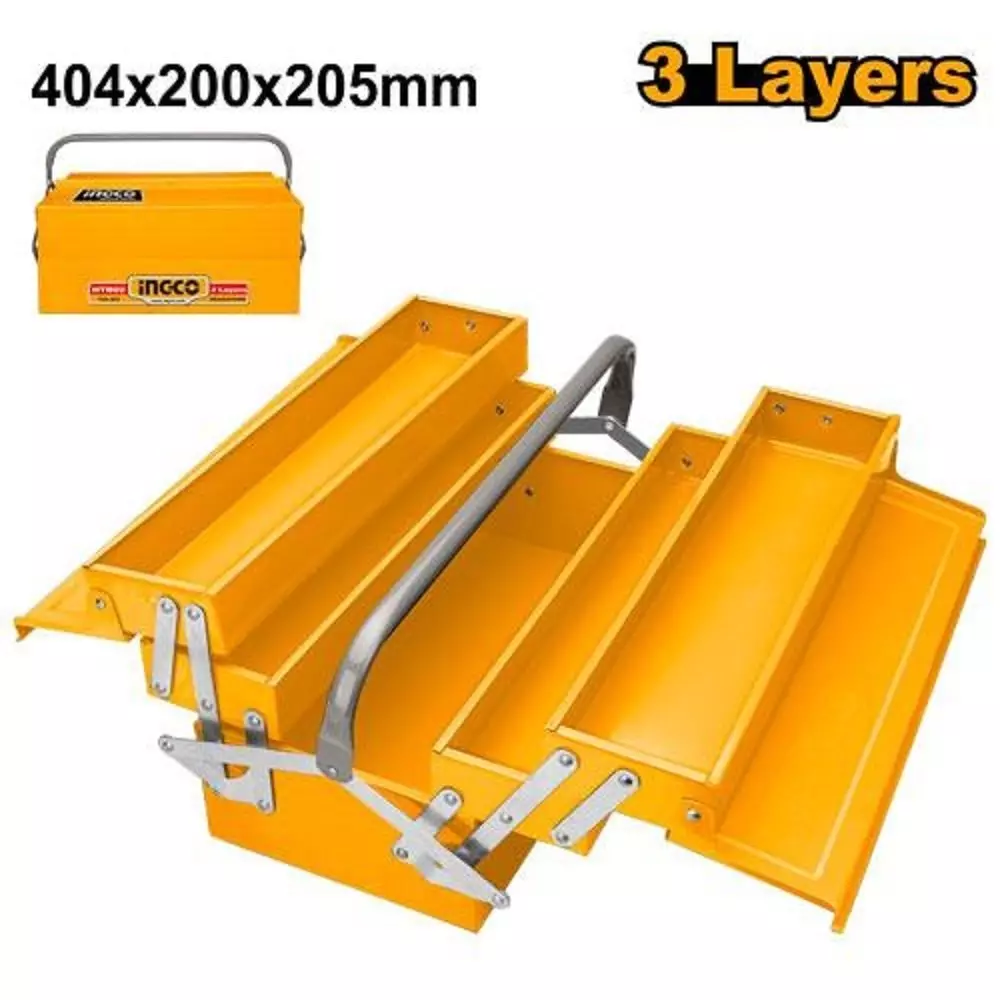 Ingco Cantilever Tool Box 3 Layer Steel Body and Size 473x215x246 mm, HTB03