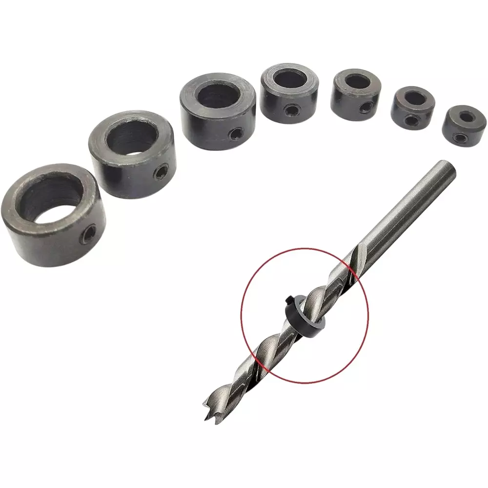 Assorts Imperial Size Set Drill Stopper Collar Set with Allen Wrench Alloy Steel 3, 5, 6,8,10,11 and 12 mm (Pack of 7)