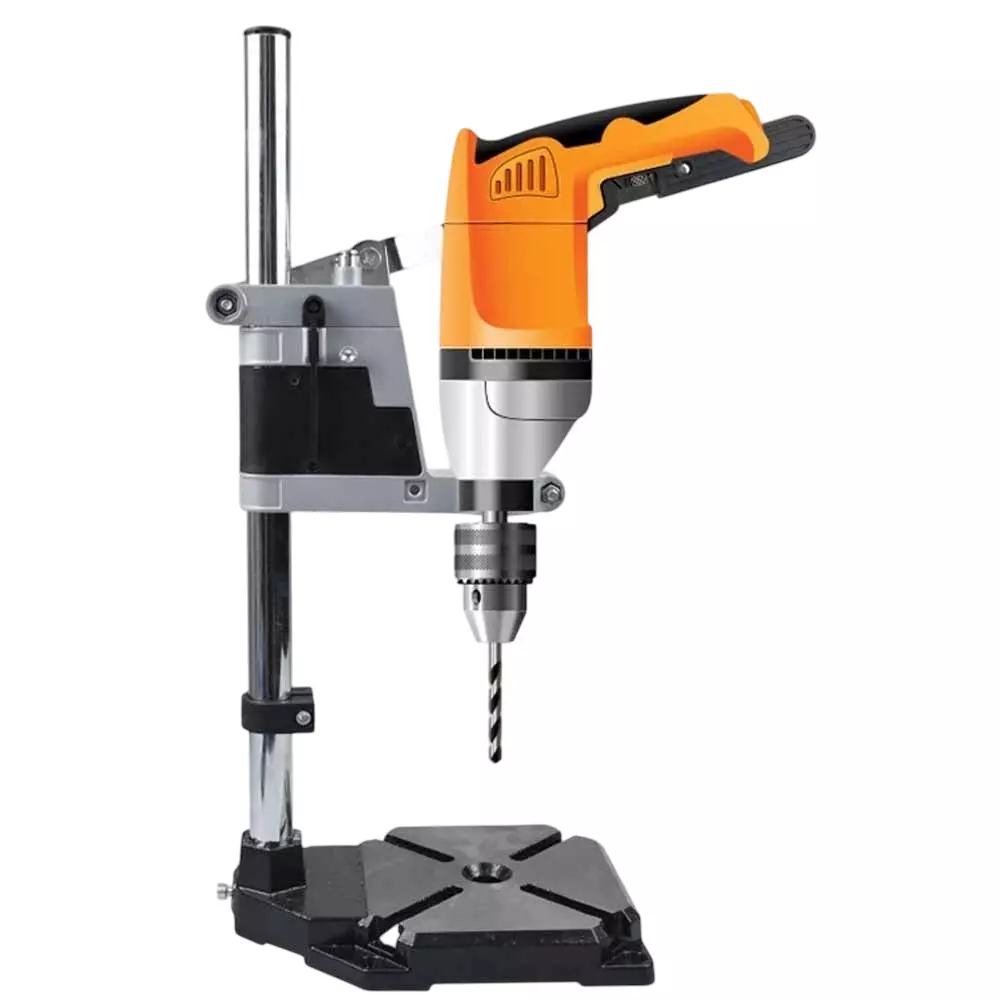 Saente Hand Drill Stand Without Drill Machine 44 mm (1.7 inch) Chuck Size Aluminium Base Black & Silver