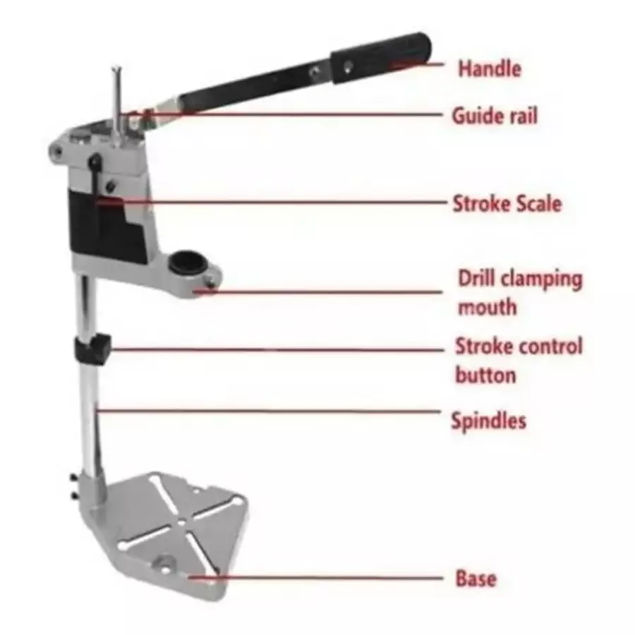 GTH Hand Operated Drill Stand Aluminum Alloy Base + Solid Column Bar 43 mm Chuck Size, EL-SD13