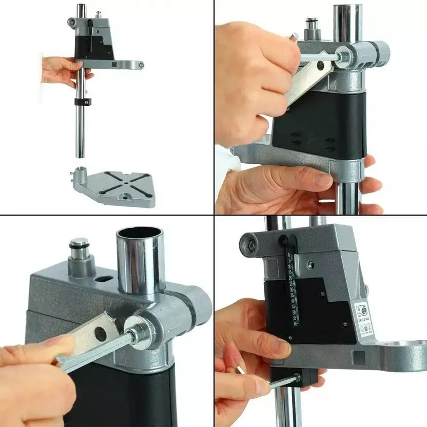GTH Hand Operated Drill Stand Aluminum Alloy Base + Solid Column Bar 43 mm Chuck Size, EL-SD13
