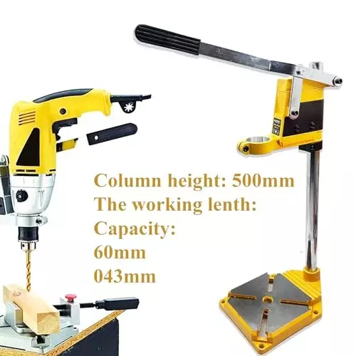 Malfah Enterprises Drill Stand Durable Metal 43 mm (1.7 Inches) Chuck Size Yellow & Black, MPDS-500