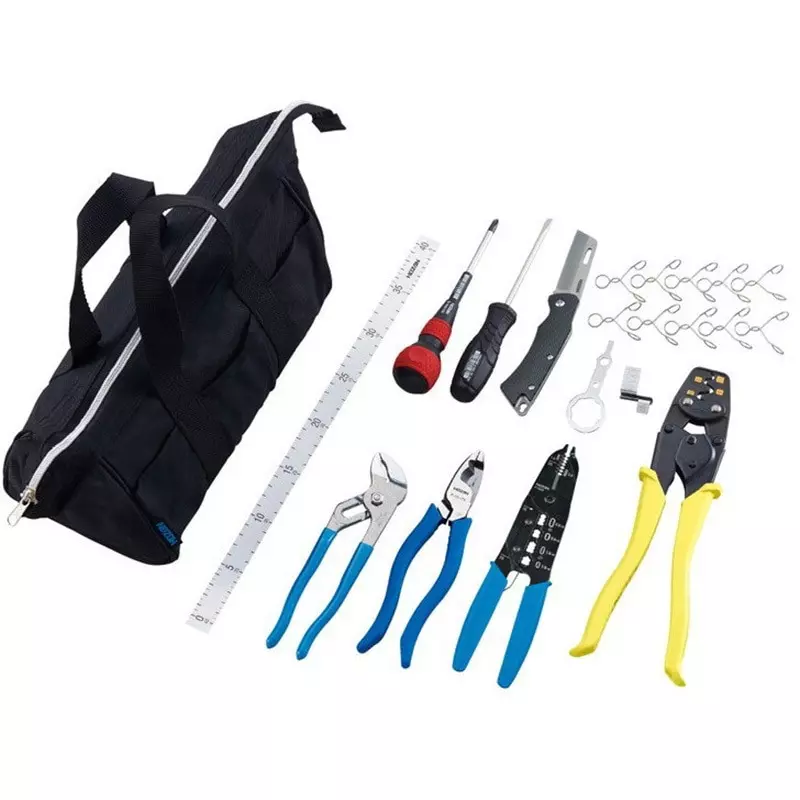 HOZAN 11 Pcs Electrician Skill Test Tool Set 300x140x180 mm, DK-17 (Pack of 11)