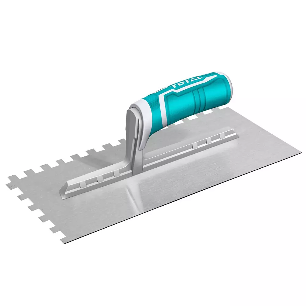 Total Plastering Trowel Plastic Handle 280x130 mm Stainless Steel Blade 10x10 mm Teeth, THTT81286