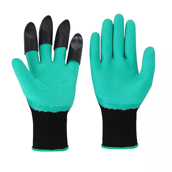 XLNT 4 Fingers Gardening Gloves Latex Outer Material Green, Black