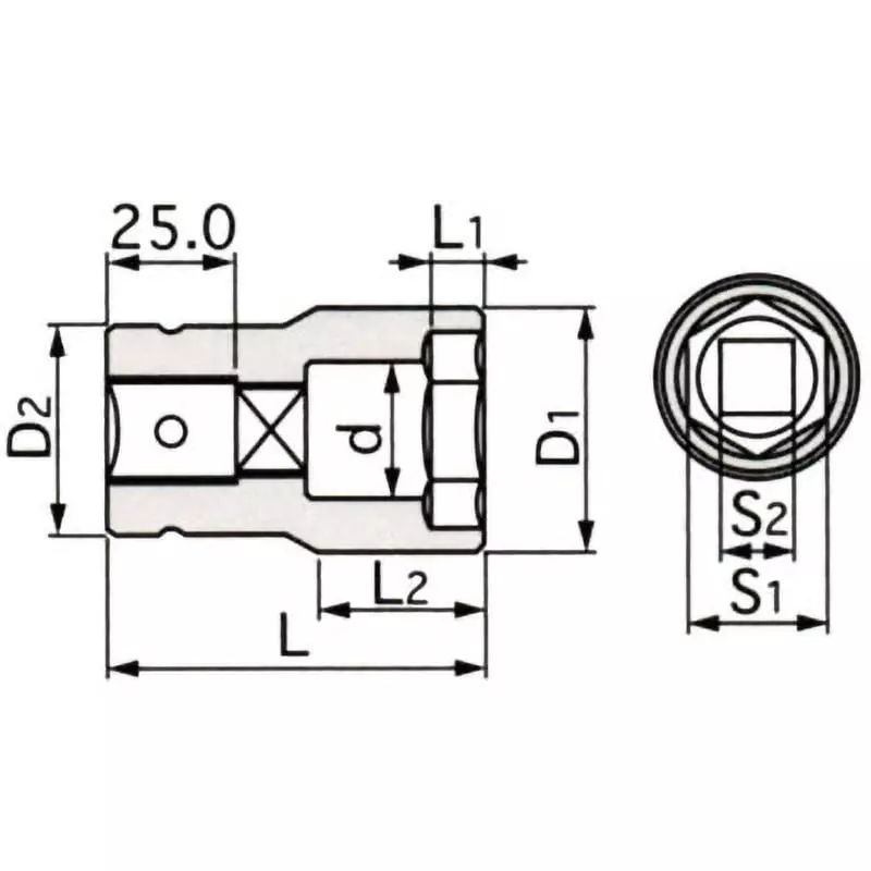 TONE Foil Nut Combination Socket 19 mm Square Drive, 6A-4121