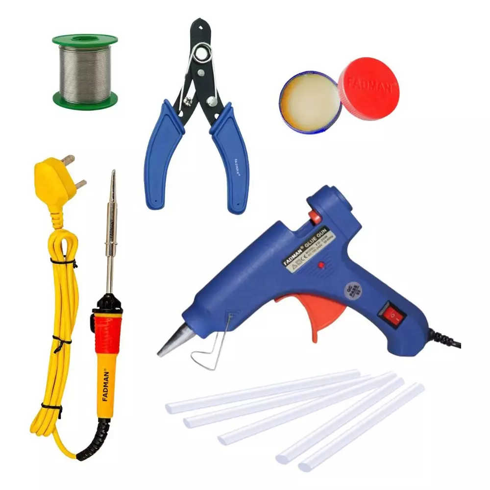 Fadman Standard Temperature 20 W Electronic Glue Gun with Soldering Iron Combo Kit Multicolor, GGE1FAMLK