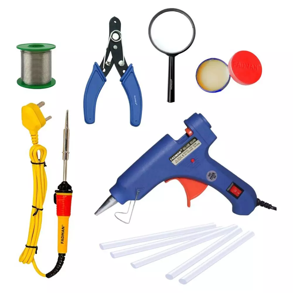 Fadman Standard Temperature 20 W Electronic Glue Gun with Soldering Iron Combo Kit Multicolor, GGE1FAMLKI