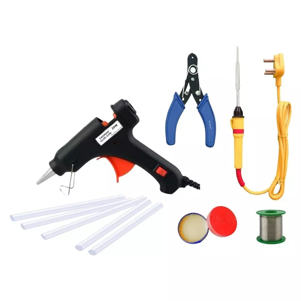 Fadman Standard Temperature 20 W Electronic Glue Gun with Soldering Iron Combo Kit Multicolor, PK-GGEFBMLK