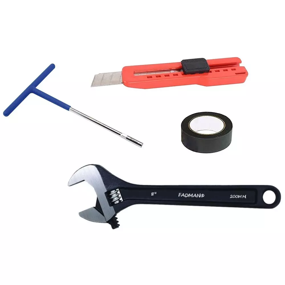 Fadman Adjustable Wrench, T SPANNER, PVC Tap & Cutter Metal Multicolor for Home and Professional Use