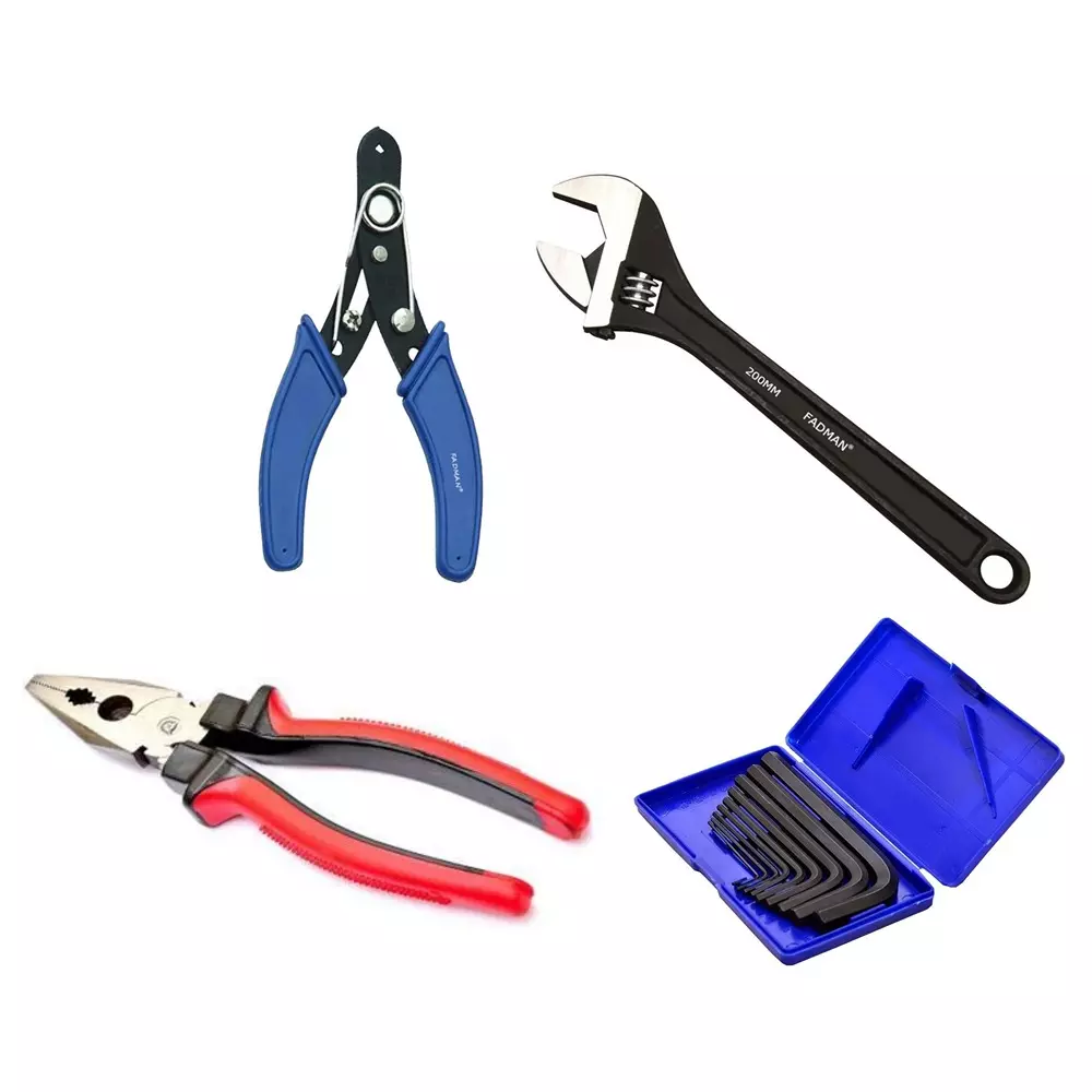 Fadman Combination Plier, Adjustable Wrench, Wire Cutter, Allen Keys Set Metal Multicolor for Home and Professional Use