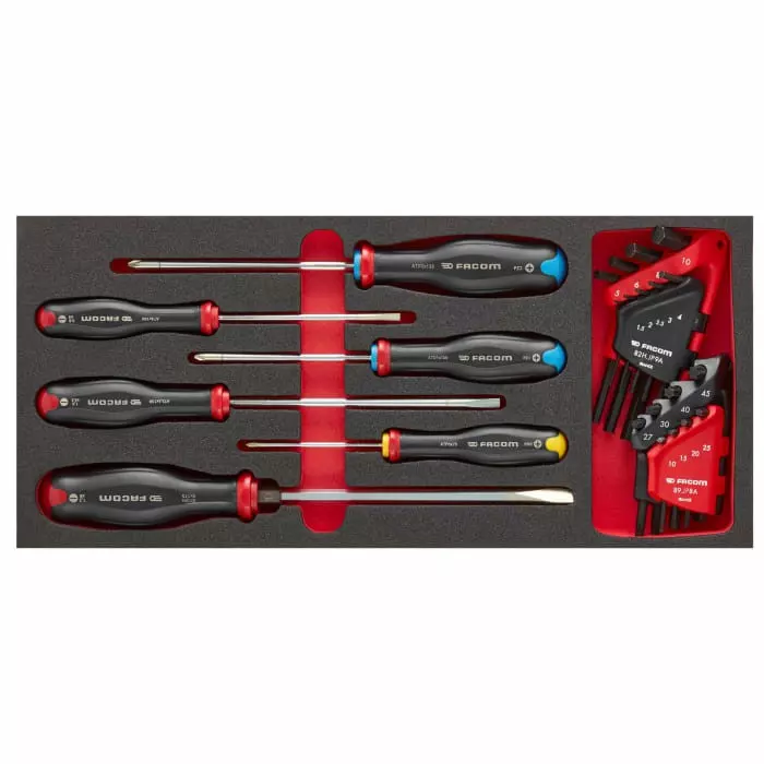 Facom 8 Piece Screwdriver Kit Tool Kit with Foam Inlay, MODM.AT7PB