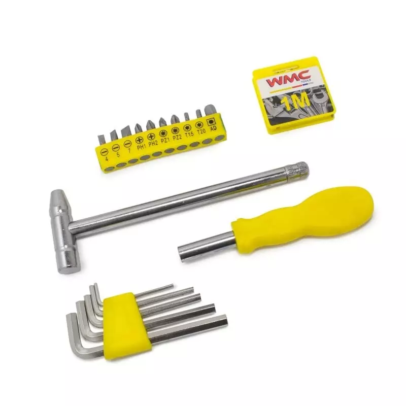 WMC 21 Piece Hand Tool Kit With Compact Carry Case Hex Head Style Chrome Vanadium Steel Black & Yellow