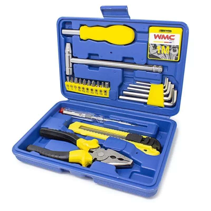 WMC 21 Piece Hand Tool Kit With Compact Carry Case Hex Head Style Chrome Vanadium Steel Black & Yellow