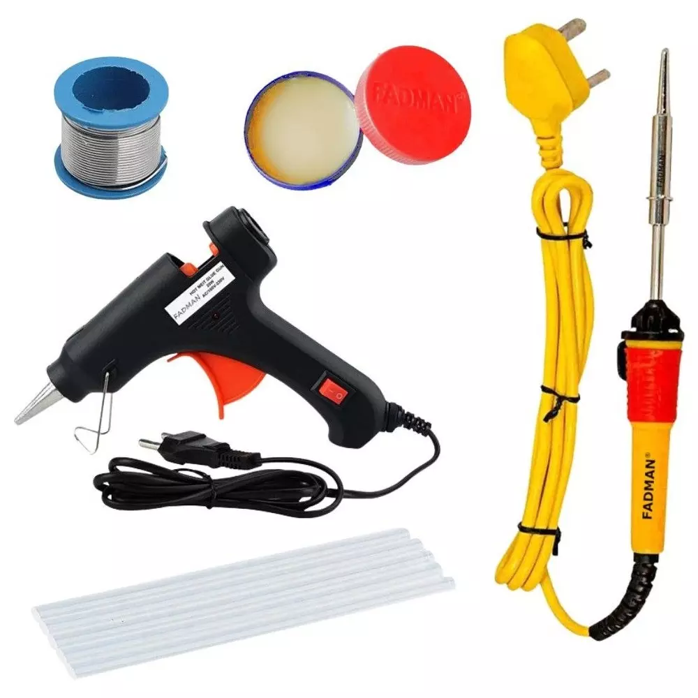 Fadman 5 in 1 Standard Temperature 20 W Electronic Glue Gun with Soldering Iron Combo Kit Multicolor, GG5P1
