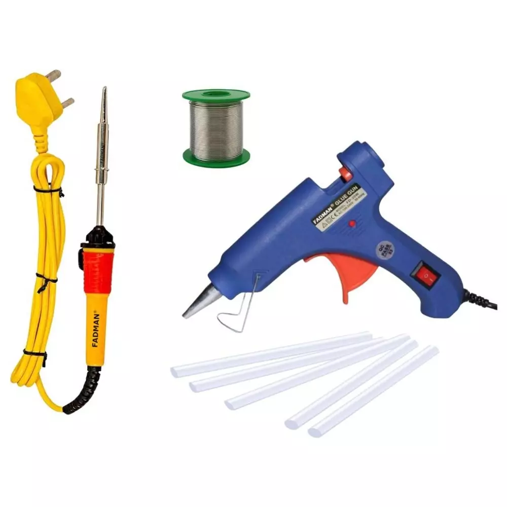 Fadman Standard Temperature 20 W Electronic Glue Gun with Soldering Iron Combo Kit Multicolor, GGE1FAM
