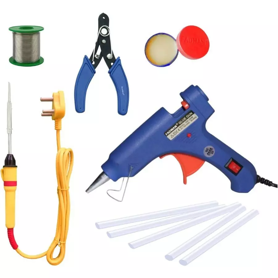Fadman Standard Temperature 20 W Electronic Glue Gun with Soldering Iron Combo Kit Multicolor, GGE1FBMLK