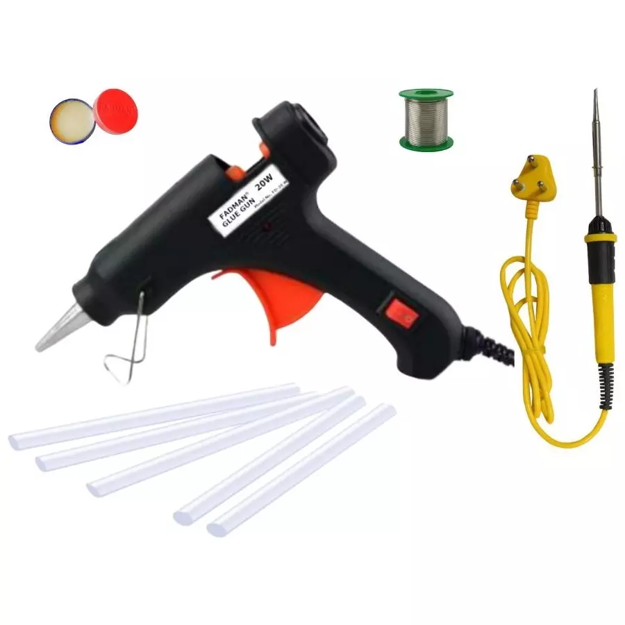 Fadman Standard Temperature 20 W Electronic Glue Gun with Soldering Iron Combo Kit Multicolor, PK-GGEFA-2ML