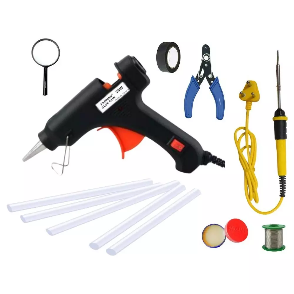 Fadman Standard Temperature 20 W Electronic Glue Gun with Soldering Iron Combo Kit Multicolor, PK-GGEFA-2MLKIP