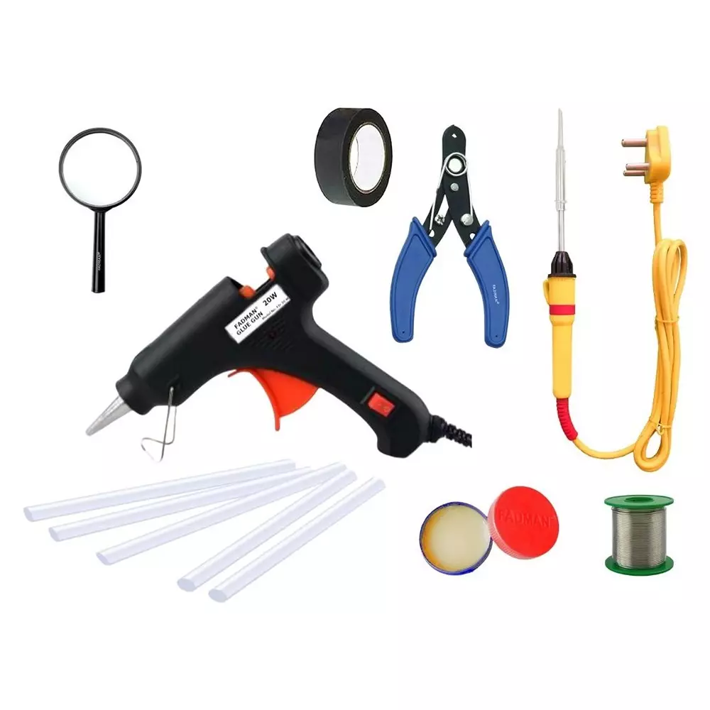 Fadman Standard Temperature 20 W Electronic Glue Gun with Soldering Iron Combo Kit Multicolor, PK-GGEFBMLKIP
