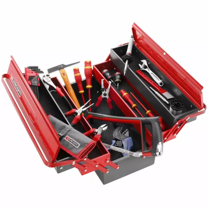 Facom 59 Piece Electrician Tool Kit with Box, 2050.E15