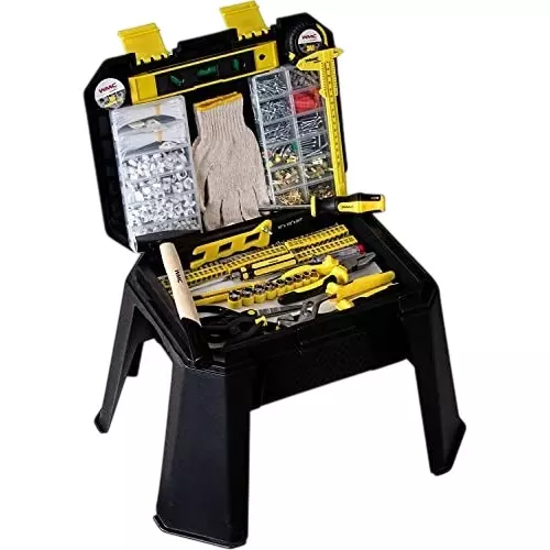 WMC 1200 Piece Stool Tool Box Innovative Step Stool Design Plastic For Home, Garage, Car & DIY Repairs