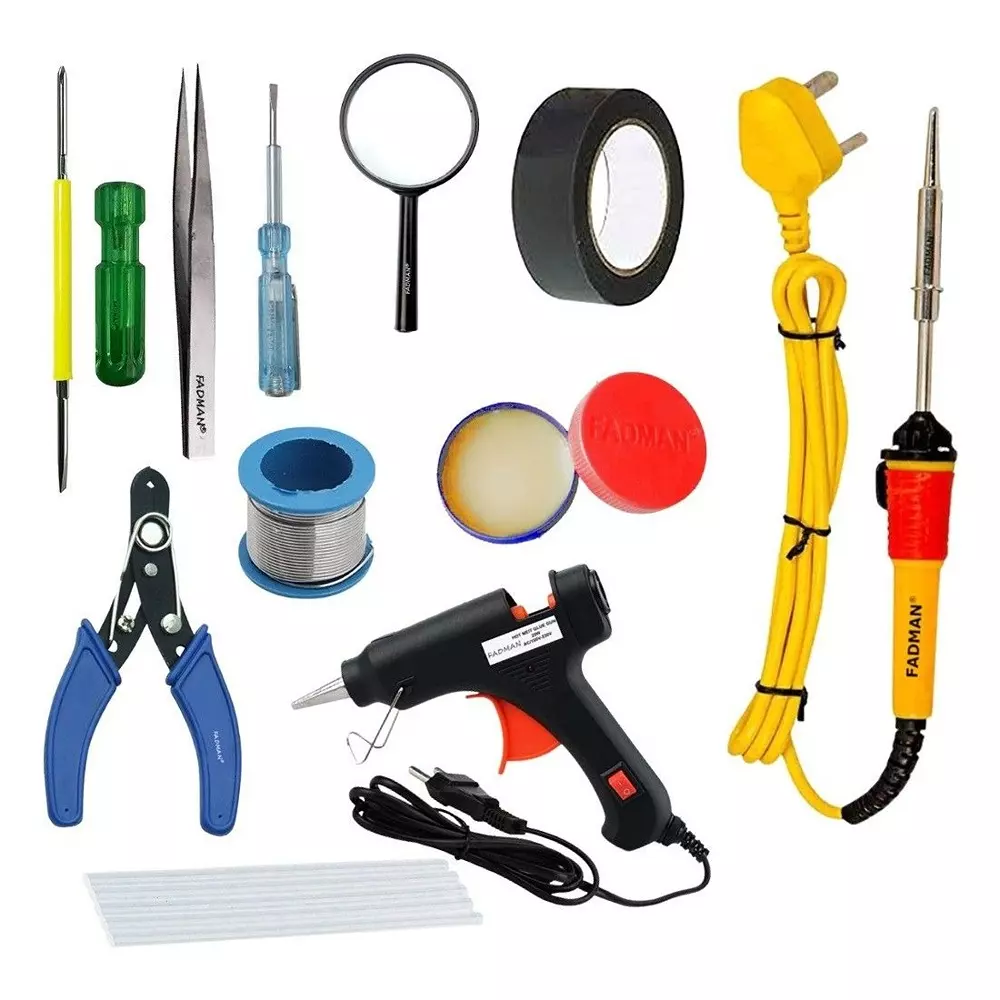 Fadman 11 in 1 Standard Temperature 20 W Electronic Glue Gun with Soldering Iron Combo Kit Multicolor, GG11P1