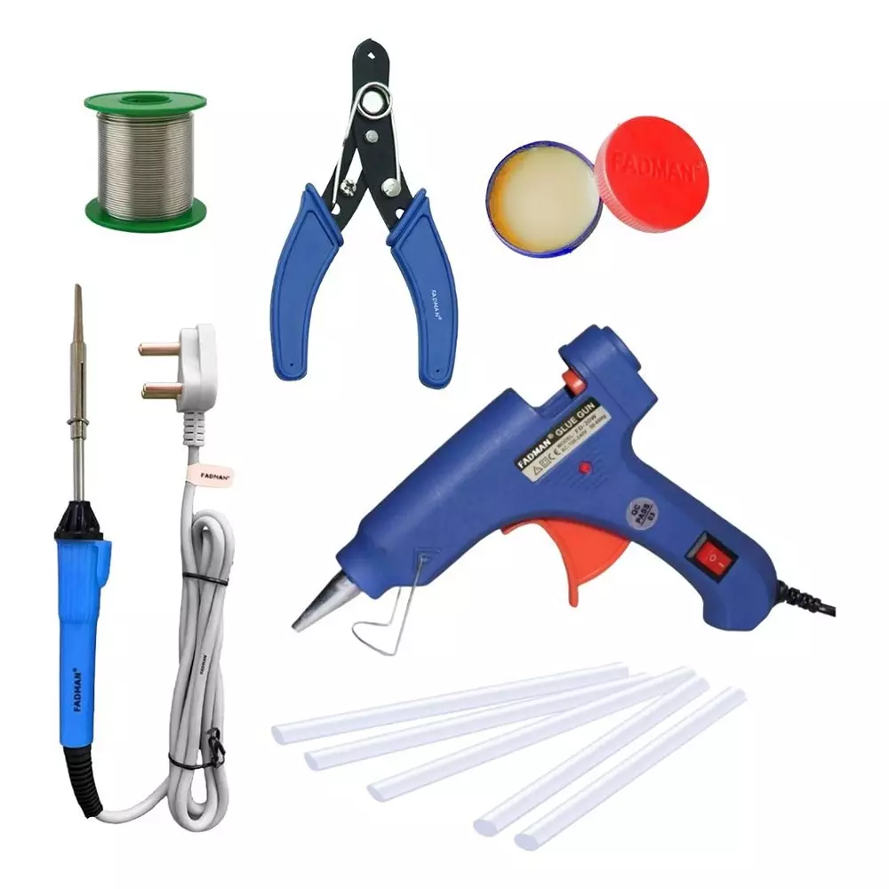 Fadman Standard Temperature 20 W Electronic Glue Gun with Soldering Iron Combo Kit Multicolor, GGCBLSC6