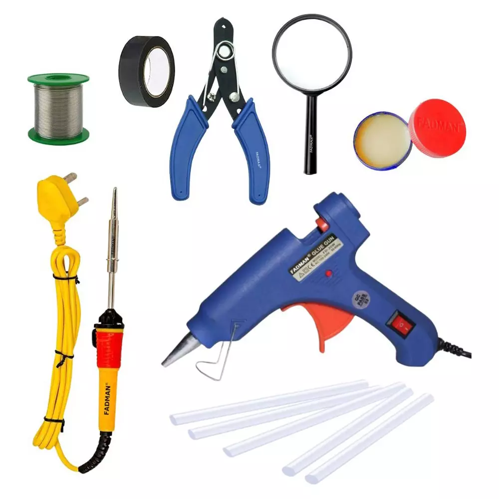 Fadman Standard Temperature 20 W Electronic Glue Gun with Soldering Iron Combo Kit Multicolor, GGE1FAMLKIP