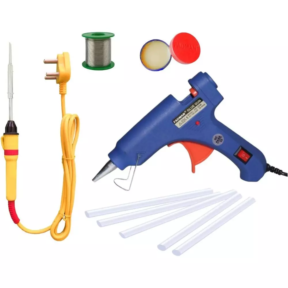 Fadman Standard Temperature 20 W Electronic Glue Gun with Soldering Iron Combo Kit Multicolor, GGE1FBML