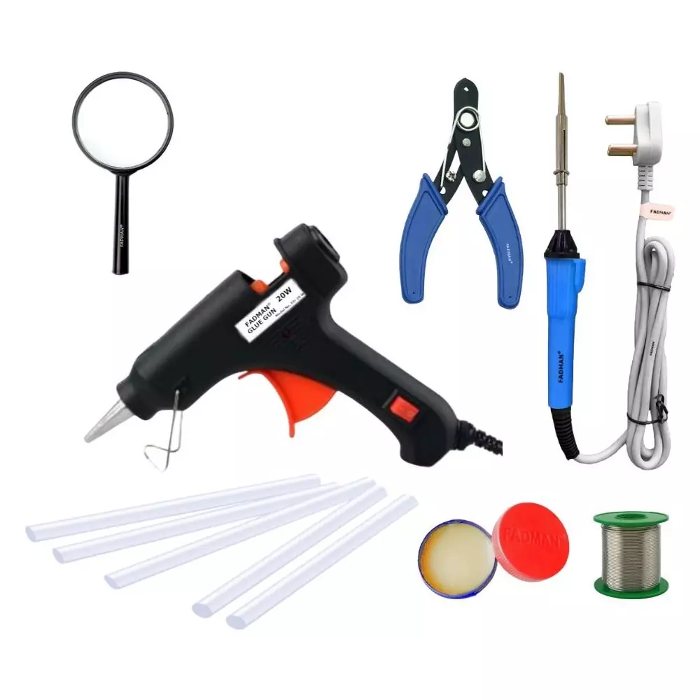 Fadman Standard Temperature 20 W Electronic Glue Gun with Soldering Iron Combo Kit Multicolor, GGEFCMLKI