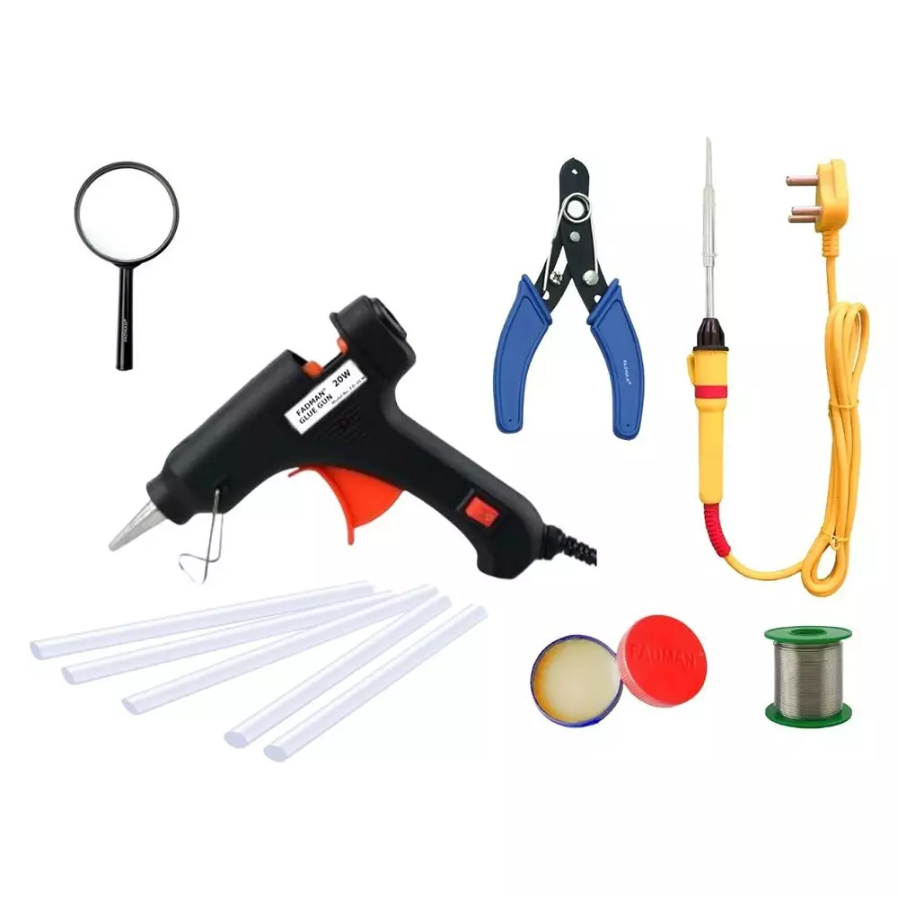 Fadman Standard Temperature 20 W Electronic Glue Gun with Soldering Iron Combo Kit Multicolor, PK-GGEFBMLKI