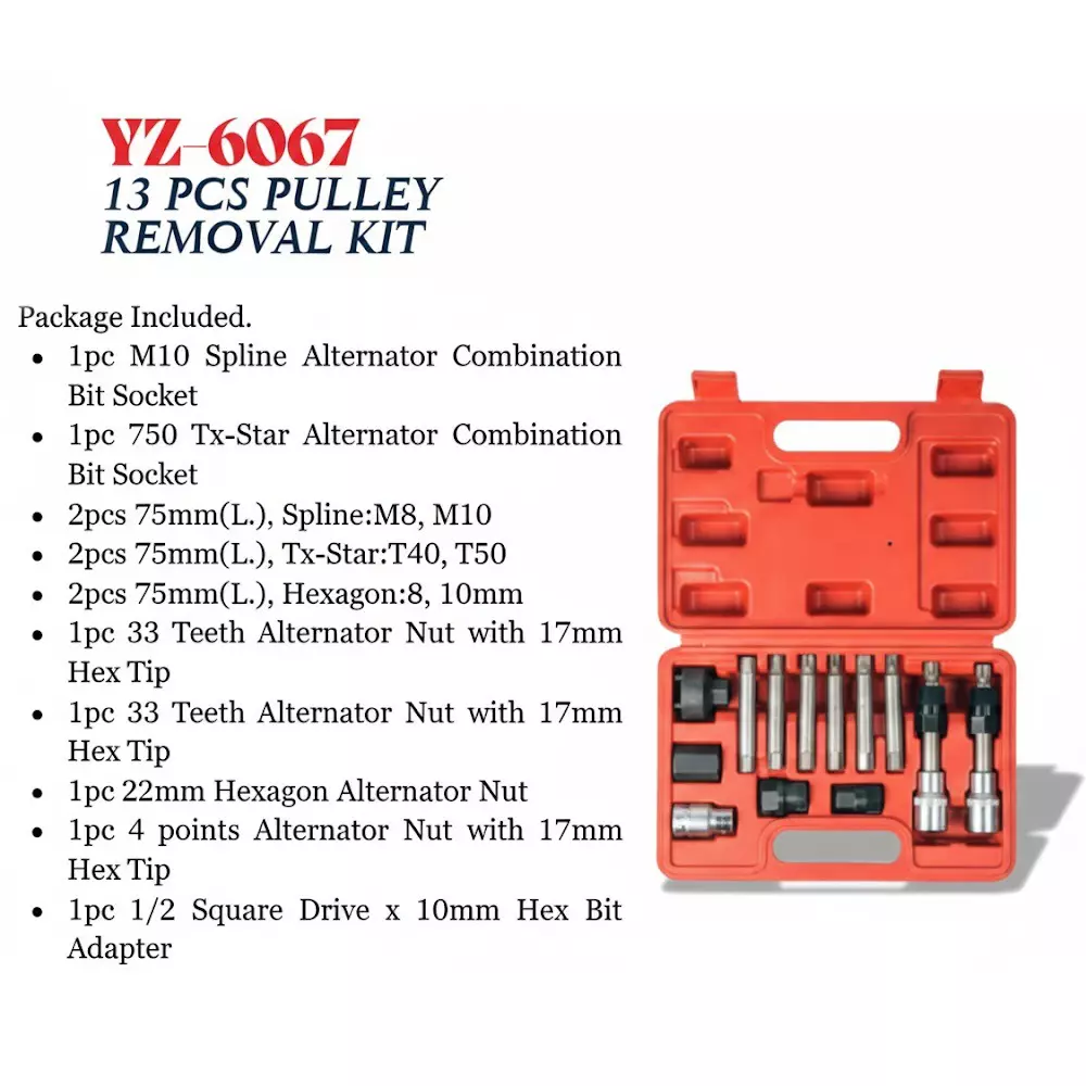 age-tech-13-pcs-altermotor-pulley-removal-tool-kit-for-use-in-service-centers-garages-workshops-yz-6067