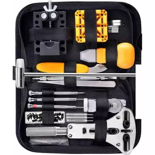 GENERIC 144 Pcs Multi-Function Watch Repair Tool Kit with Watchband Link Remover, Spring Bar Tool, Adjustable Case Opener & Carrying Bag