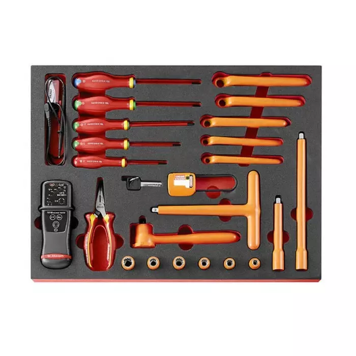 Facom 23 Piece MODULE OF TOOLS FOR EV Tool Kit with Modules, VDE Approved, MODM.VSEHYAPF