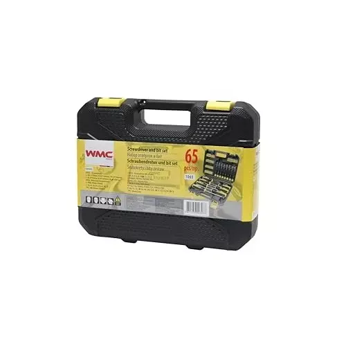WMC 65-in-1 Screwdriver and Bit Set Flat Head Alloy Steel Ergonomic Handle Black & Yellow 1.58 Kg
