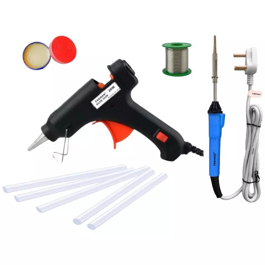 Fadman Standard Temperature 20 W Electronic Glue Gun with Soldering Iron Combo Kit Multicolor, GGEFCML