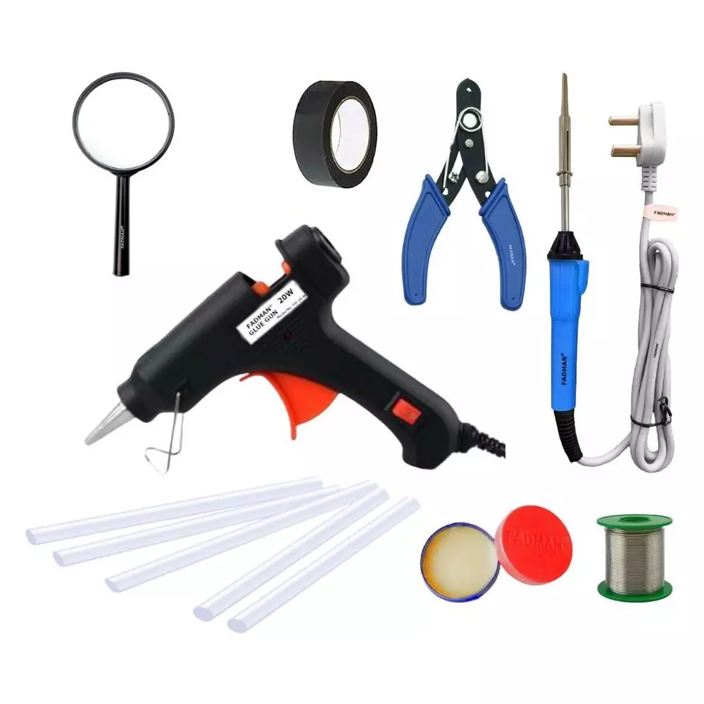 Fadman Standard Temperature 20 W Electronic Glue Gun with Soldering Iron Combo Kit Multicolor, GGEFCMLKIP