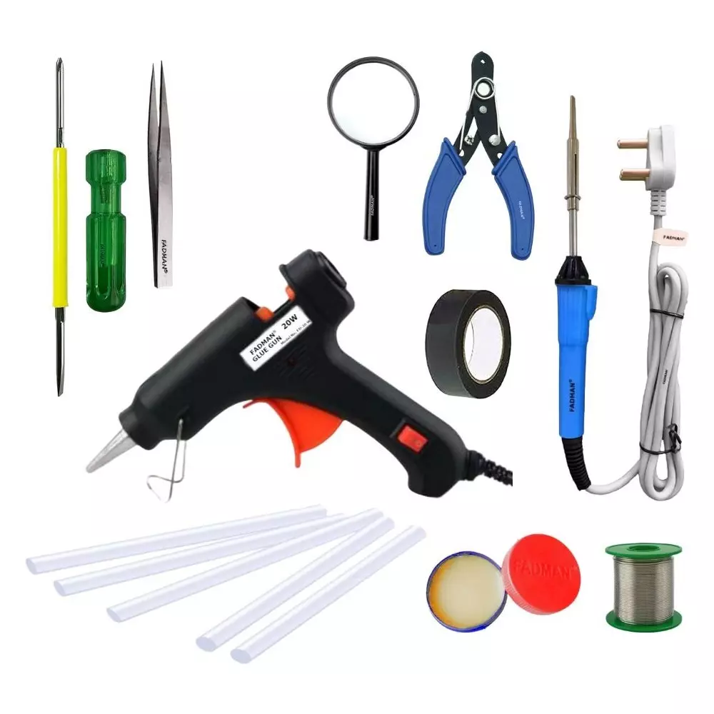 Fadman Standard Temperature 20 W Electronic Glue Gun with Soldering Iron Combo Kit Multicolor, GGEFCMLKIPDR