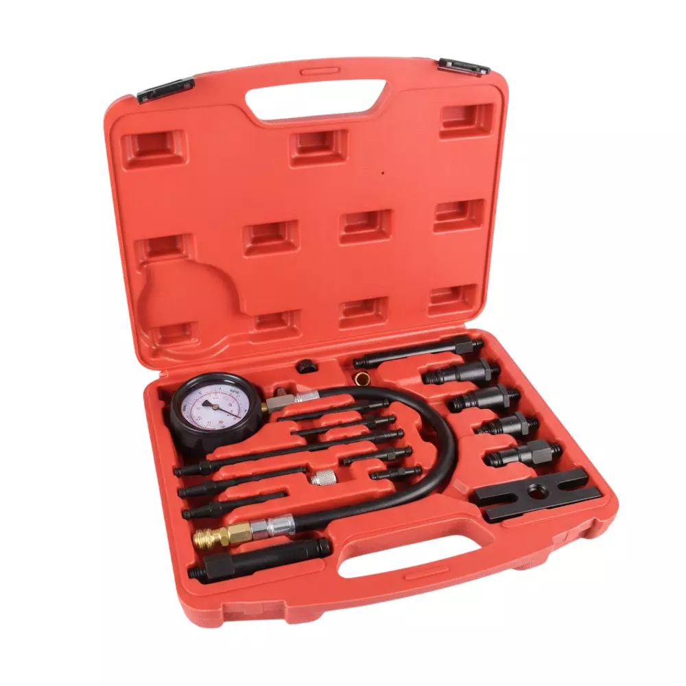 AGE TECH Automotive Diesel Compression Test Set 0-1000 PSI, 0-70 Bar Gauge Range and 355 mm Hose Length, YZ-7009